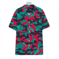 Pink Teal And Black Camouflage Print Hawaiian Shirt