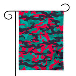 Pink Teal And Black Camouflage Print House Flag
