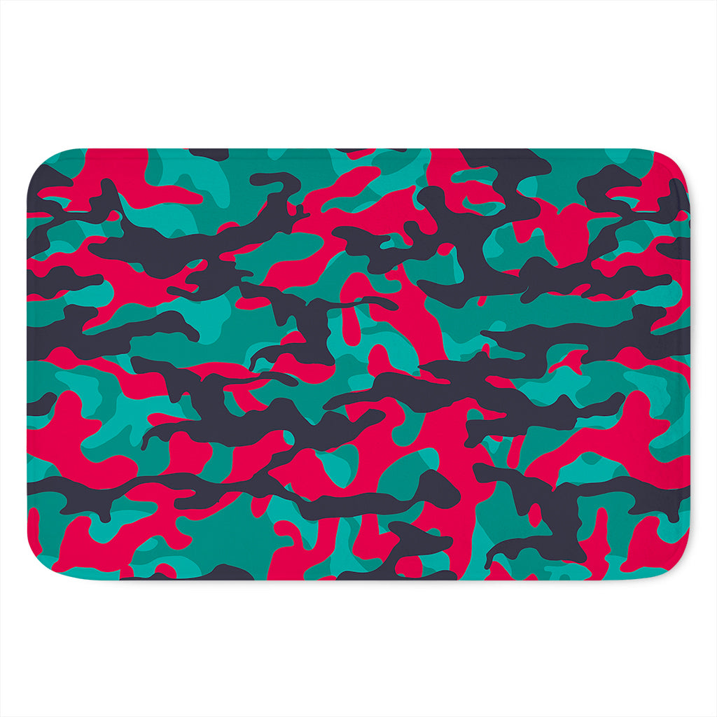 Pink Teal And Black Camouflage Print Indoor Door Mat