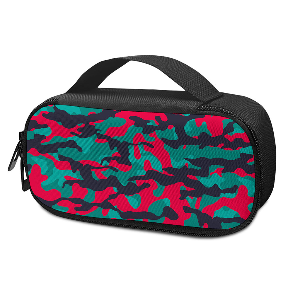 Pink Teal And Black Camouflage Print Insulin Cooler Travel Case