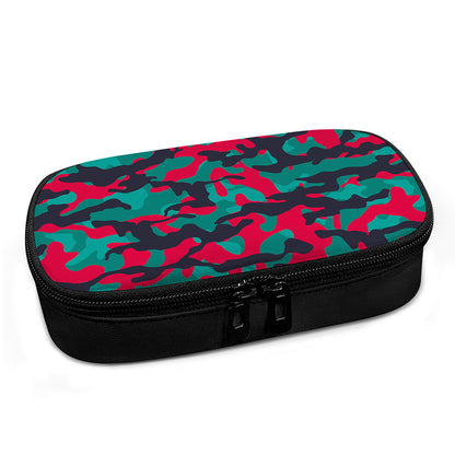 Pink Teal And Black Camouflage Print Insulin Cooler Travel Case