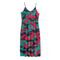 Pink Teal And Black Camouflage Print Jersey Midi Cami Dress