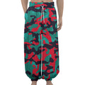Pink Teal And Black Camouflage Print Lantern Pants