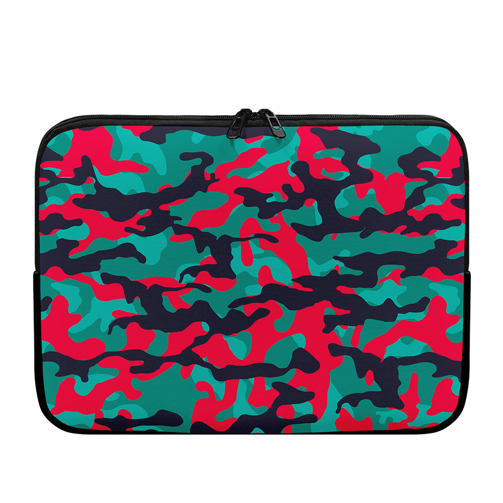 Pink Teal And Black Camouflage Print Laptop Sleeve
