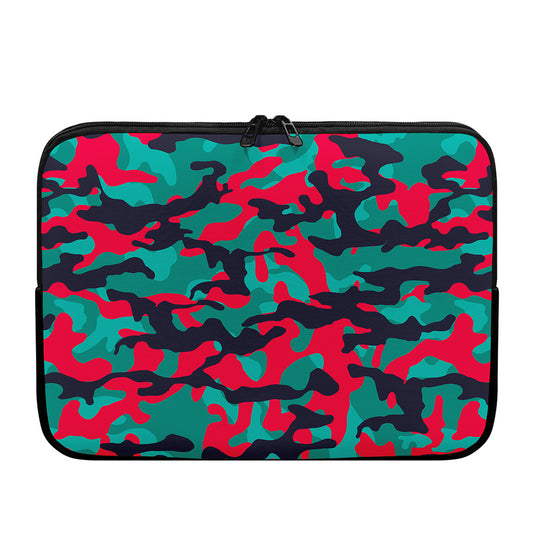 Pink Teal And Black Camouflage Print Laptop Sleeve