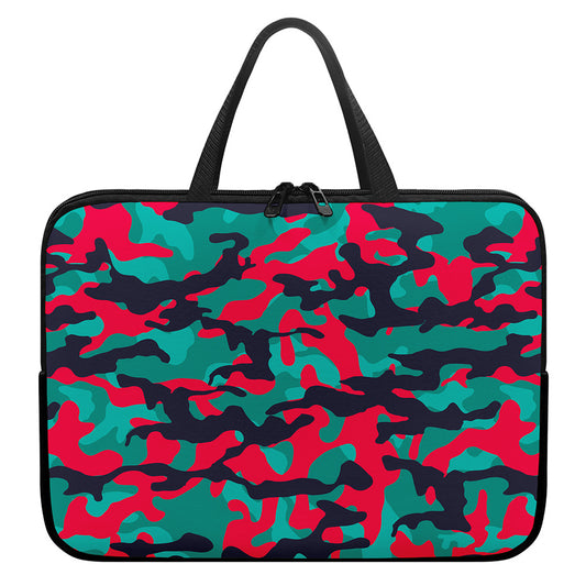 Pink Teal And Black Camouflage Print Laptop Sleeve With Handle