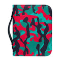 Pink Teal And Black Camouflage Print Leather Bible Cover