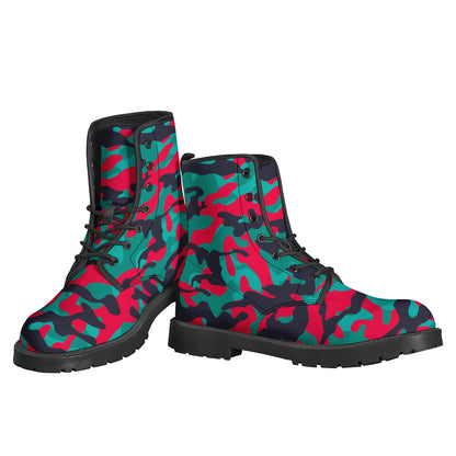 Pink Teal And Black Camouflage Print Backpack