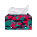 Pink Teal And Black Camouflage Print Leather Tissue Box Cover