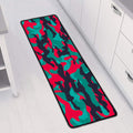 Pink Teal And Black Camouflage Print Long Kitchen Mat