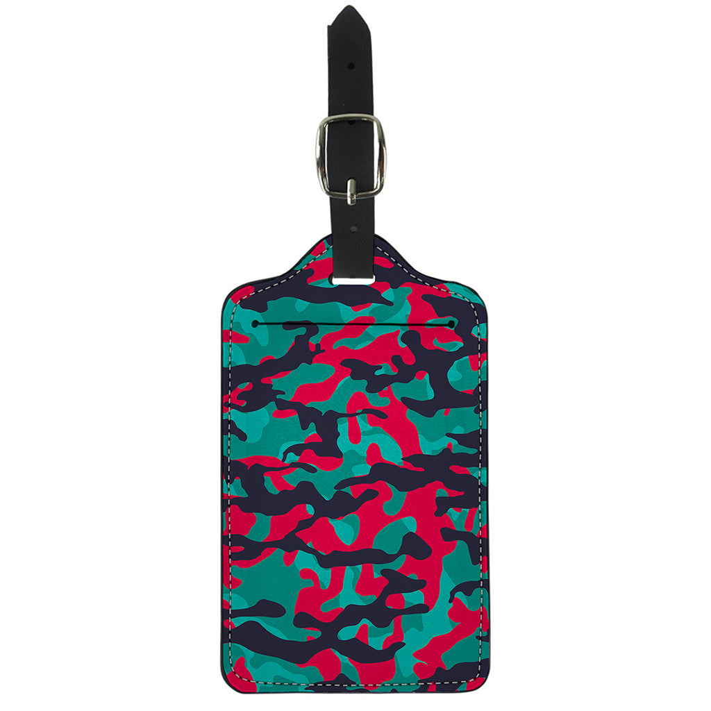 Pink Teal And Black Camouflage Print Luggage Tag