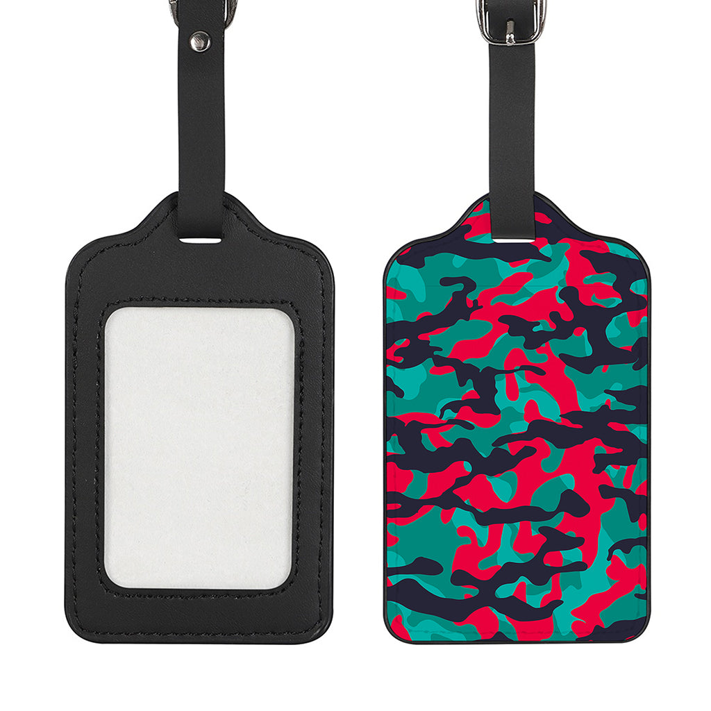 Pink Teal And Black Camouflage Print Luggage Tag