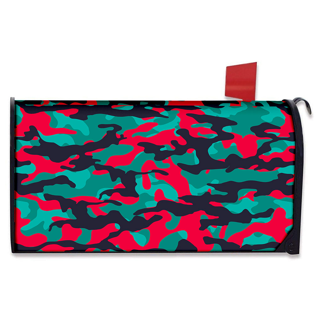 Pink Teal And Black Camouflage Print Mailbox Cover