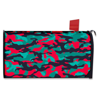Pink Teal And Black Camouflage Print Mailbox Cover