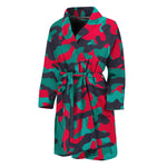 Pink Teal And Black Camouflage Print Men's Bathrobe