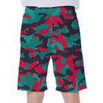 Pink Teal And Black Camouflage Print Men's Beach Shorts