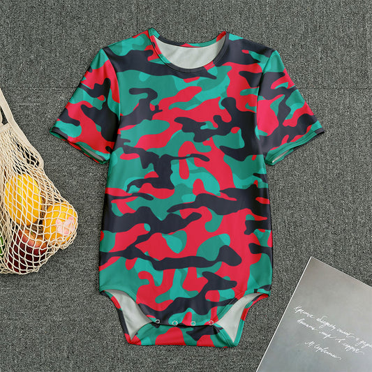 Pink Teal And Black Camouflage Print Men's Bodysuit