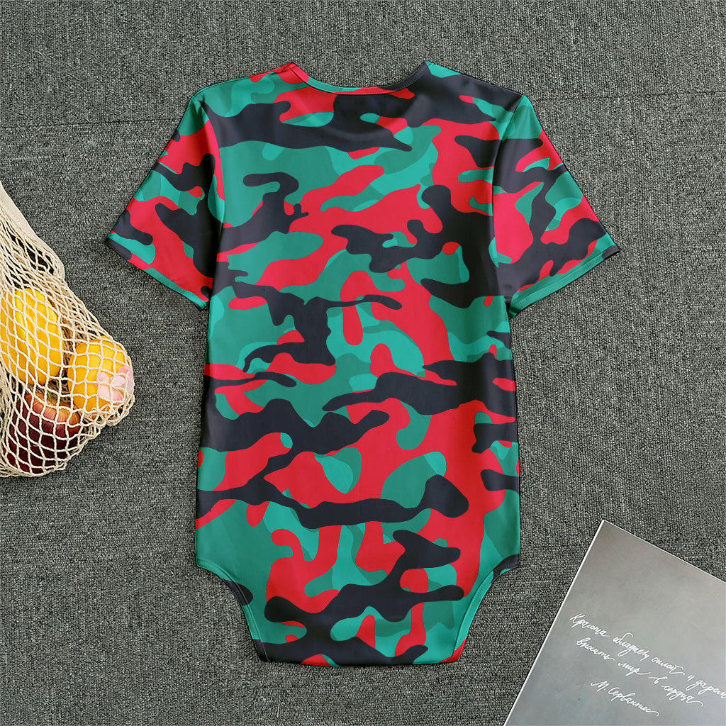 Pink Teal And Black Camouflage Print Men's Bodysuit