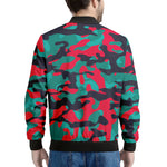 Pink Teal And Black Camouflage Print Men's Bomber Jacket