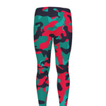 Pink Teal And Black Camouflage Print Men's leggings
