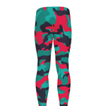Pink Teal And Black Camouflage Print Men's leggings