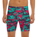 Pink Teal And Black Camouflage Print Men's Long Boxer Briefs