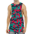 Pink Teal And Black Camouflage Print Men's Muscle Tank Top