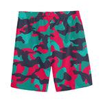 Pink Teal And Black Camouflage Print Men's Sports Shorts