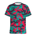 Pink Teal And Black Camouflage Print Men's Athletic T-Shirt