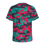 Pink Teal And Black Camouflage Print Men's Sports T-Shirt