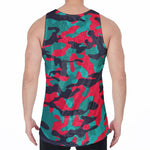 Pink Teal And Black Camouflage Print Men's Velvet Tank Top