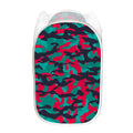 Pink Teal And Black Camouflage Print Mesh Laundry Hamper