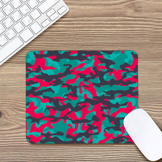 Pink Teal And Black Camouflage Print Mouse Pad