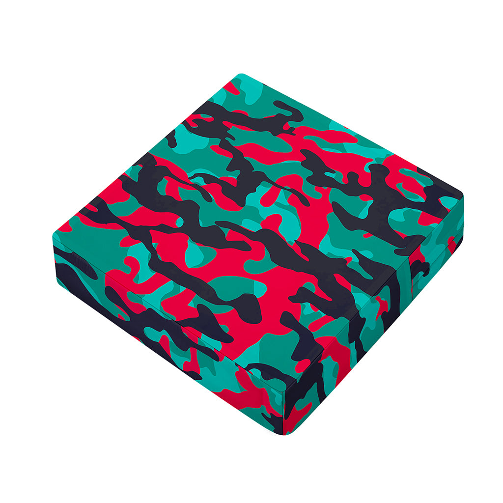 Pink Teal And Black Camouflage Print Outdoor Seat Cushion Cover