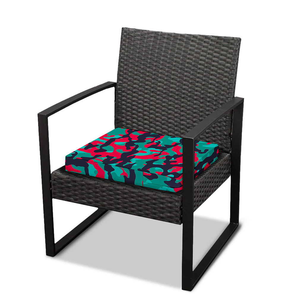 Pink Teal And Black Camouflage Print Outdoor Seat Cushion Cover