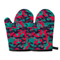 Pink Teal And Black Camouflage Print Oven Mitts
