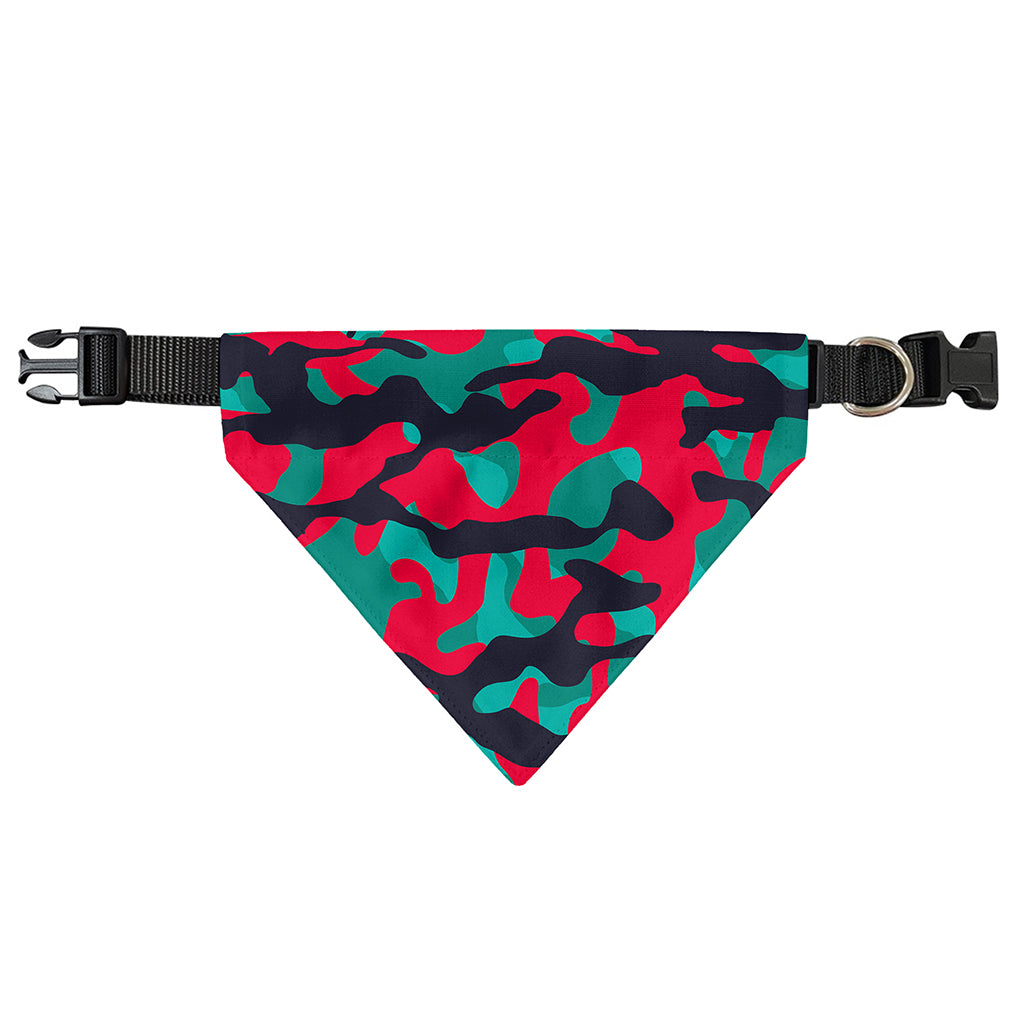 Pink Teal And Black Camouflage Print Over The Collar Dog Bandana