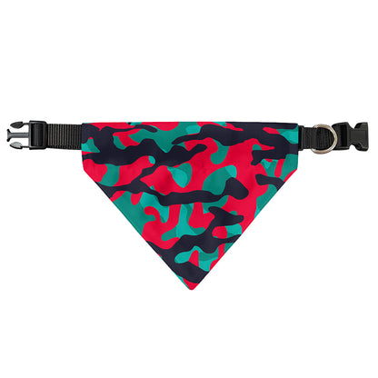 Pink Teal And Black Camouflage Print Over The Collar Dog Bandana