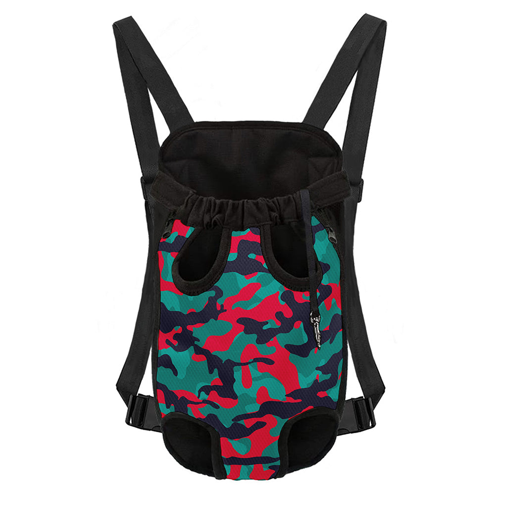 Pink Teal And Black Camouflage Print Pet Carrier Backpack