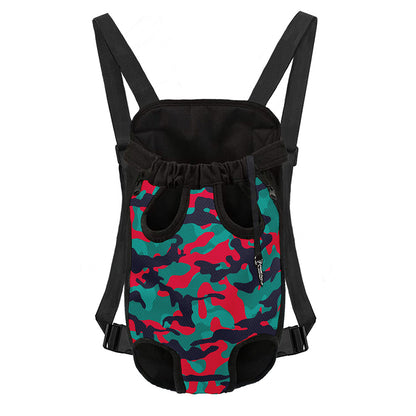 Pink Teal And Black Camouflage Print Pet Carrier Backpack