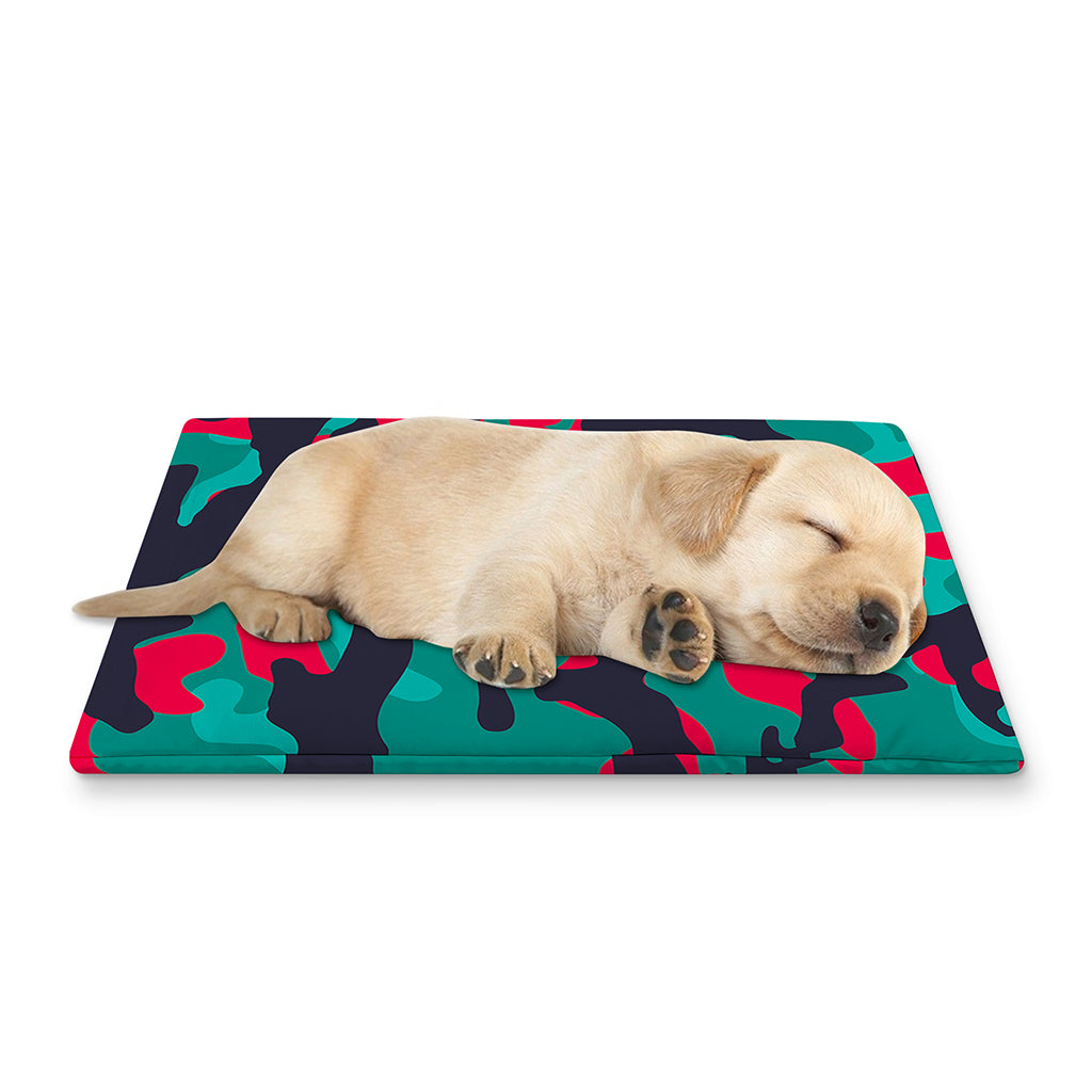 Pink Teal And Black Camouflage Print Pet Cooling Mat Cover