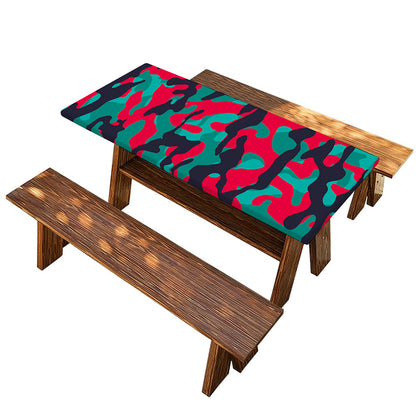 Pink Teal And Black Camouflage Print Picnic Table Cover