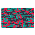 Pink Teal And Black Camouflage Print Polyester Doormat