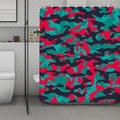 Pink Teal And Black Camouflage Print Polyester Shower Curtain