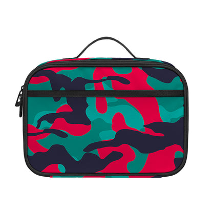 Pink Teal And Black Camouflage Print Portable Lunch Bag