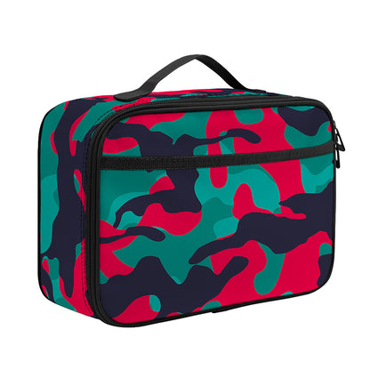 Pink Teal And Black Camouflage Print Portable Lunch Bag