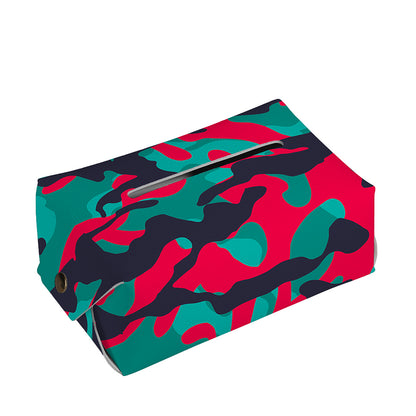 Pink Teal And Black Camouflage Print Rectangle Tissue Box Cover