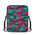Pink Teal And Black Camouflage Print Rectangular Crossbody Bag