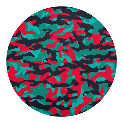Pink Teal And Black Camouflage Print Round Blanket