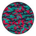 Pink Teal And Black Camouflage Print Round Floor Mat